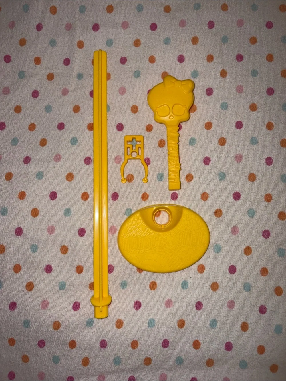 Monster High Yellow Doll Stand Complete w/ Base, Post, T-Clip Brush Replacement